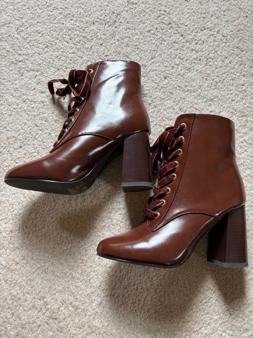 Burgundy High Heel Boots